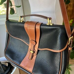VTG Dooney & Bourke All Weather Leather Pebbled Black Messenger Briefcase Bag